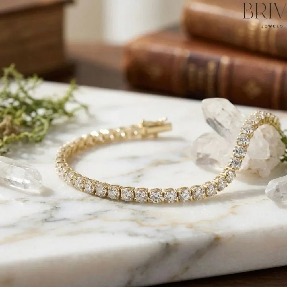 5.83CT Round 3mm Moissanite Tennis Bracelet 14k Gold Vermeil - 7